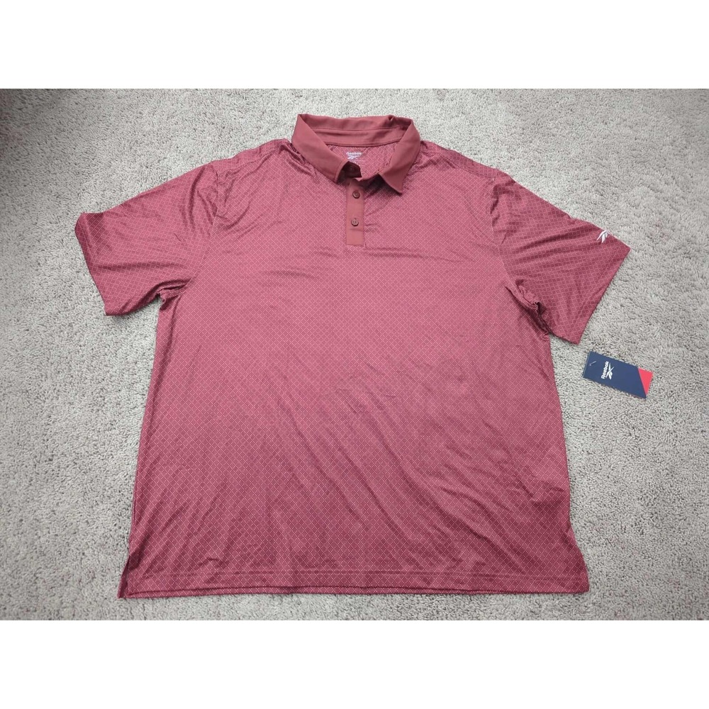 Reebok Polo Shirt Mens 2XL Red Speedwick Golf Athletic Casual
